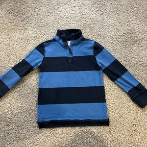J. Crew Factory Crewcuts, Blue Rubgy Striped Cotton Half-Zip Pullover, 4-5